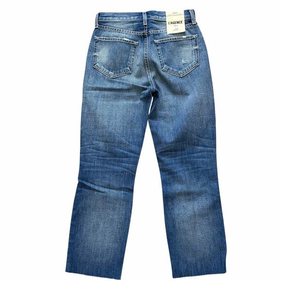 L'Agence Paris Adele Stove Pipe Jeans Size 24 High Rise Distressed Cropped NWT - Picture 2 of 12